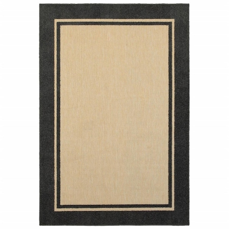 Palacedesigns 3 x 6 ft. Sand & Black Border Indoor & Outdoor Area Rug PA2627539